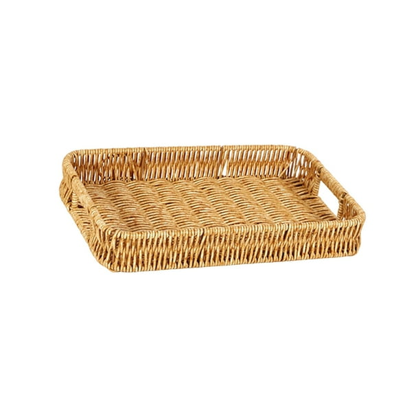 Cesta de almacenamiento de mimbre, tejida, para decoración del hogar, apilable rectangulares