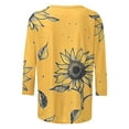 thumbnail image 4 of CYMMPU Spring Tops Round Neck Tunic Tops Summer Fashion Shirts Blouses for Women Dressy Casual 3/4 Sleeve Loose Fit Floral Pattern Lightweight Basic T-Shirts Yellow XXXL, 4 of 5