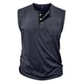thumbnail image 3 of Muscle Shirts for Men, Fashion Solid Color Pocket Button Round Sleeveless Neck Tank Tops Workout Gym Slim Fit Shirt Casual Basic Summer Beach Tops, 3 of 5