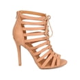 thumbnail image 2 of New Women Qupid Ara-168 Faux Suede Peep Toe Lace Up Strappy Cage Stiletto Sandal, 2 of 6