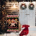 thumbnail image 3 of Welcome Christmas Gingerbread Man Small Decorative Garden Flag, Xmas Peppermint Candy Holly Red Berries Yard Lawn Outside Decor, Winter Holiday Farmhouse Burlap Outdoor Home Decoration 12x18, 3 of 6