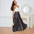 thumbnail image 5 of KDDYLITQ Satin Skirts for Women Silk Solid Color Maxi Skirt Pleated Hem Basic Elegant Skirt Casual 2025 Long Skirts with Pocket Dark Gray M, 5 of 6