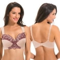 thumbnail image 2 of Curve Muse Plus Size Unlined Minimizer Wirefree Bras with Embroidery Lace-3Pack-Grey,Pink,Black-48DDDD, 2 of 6