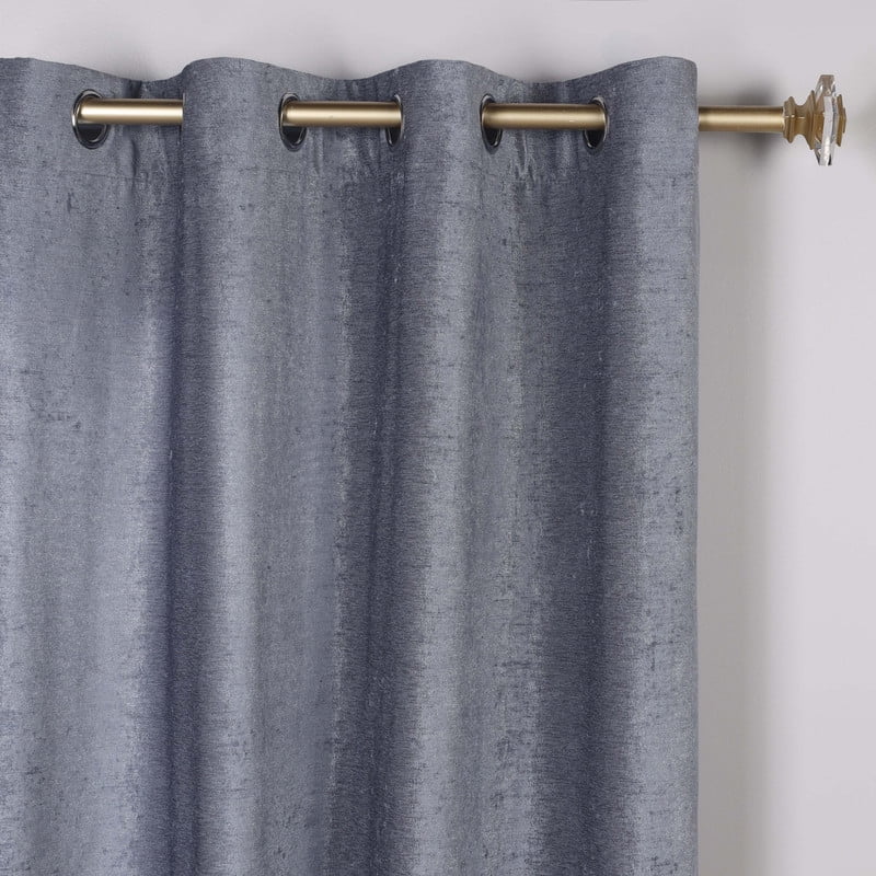Superior Noor Semi-Blackout Chenille Curtains Set of 2, Room Darkening Curtain Panel Pair, Grey, 52"W x 96"L