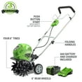 thumbnail image 2 of Greenworks 40V 10" Cordless Cultivator/Tiller with 4.0Ah Battery & Charger 27062, 2 of 13