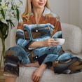 thumbnail image 6 of Salouo Rustic Vintage Truck Autumn Pattern Women's Pajamas Set Long Sleeve Button Down Sleepwear Soft Pj Lounge Sets for women 2 Piece Pjs Set with Long Pants-Small, 6 of 7