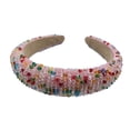 thumbnail image 1 of Qarigey Diademas con cuentas de cristal con purpurina, tocado de punto Flexible para el cabello, tocado para mujer, fiesta, colorido brillante Accesorio para el cabello rosa colorido Qarigey AP010971-24B, 1 of 5