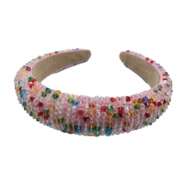 Sonducket Diademas con cuentas de cristal con purpurina, tocado de punto Flexible para el cabello, tocado para mujer, fiesta, colorido brillante Accesorio para el cabello rosa colorido Sonducket AP010971-24B