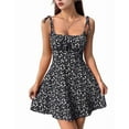 thumbnail image 1 of Robe Boho à Fleurs pour Femmes, Combishort à Bretelles Spaghetti, Robe Smockée Noire TG, 1 of 8