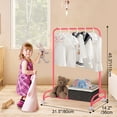 thumbnail image 3 of Wdmiya Pink Kids Clothing Rack, Baby Clothes Rack for Hanging Clothes with Wheels and Bottom Storage Shelf, Small Toddler Garment Rack Kids Dress Up Storage Rack for Coats, Skirts, Dance, 3 of 7