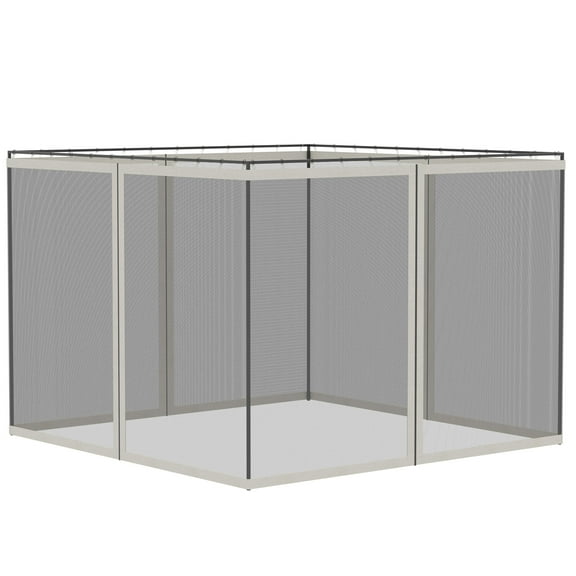 Outsunny 10' x 10' Universal Replacement Mesh Sidewall Netting for Patio Gazebos and Canopy Tents with Zippers, (Sidewall Only), White