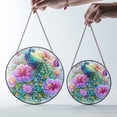 thumbnail image 4 of Peacock Bird Majestic Stained Glass Suncatcher, UV Printed Glass Decor, Colorful Animal Decor, Round, 4 of 8