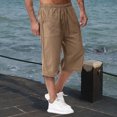 thumbnail image 2 of IYYVV Mens Casual Soft Linen Long Shorts Knee Length Sport Running Lounge Work Shorts Capri Pant with Pockets Coffee M, 2 of 4