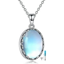 Moonstone Urn Necklace for Ashes Sterling Silver Cremation Pendant Necklace Memorial Keepsake Jewelry for Women