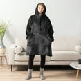 thumbnail image 5 of PAVILIA Blanket Hoodie for Women Black, Sherpa Wearable Blanket Men, Cozy Oversized Sweatshirt Blanket, Warm Fleece Hooded Blanket Sweater with Sleeves and Two Big Pocket, Black, 5 of 9