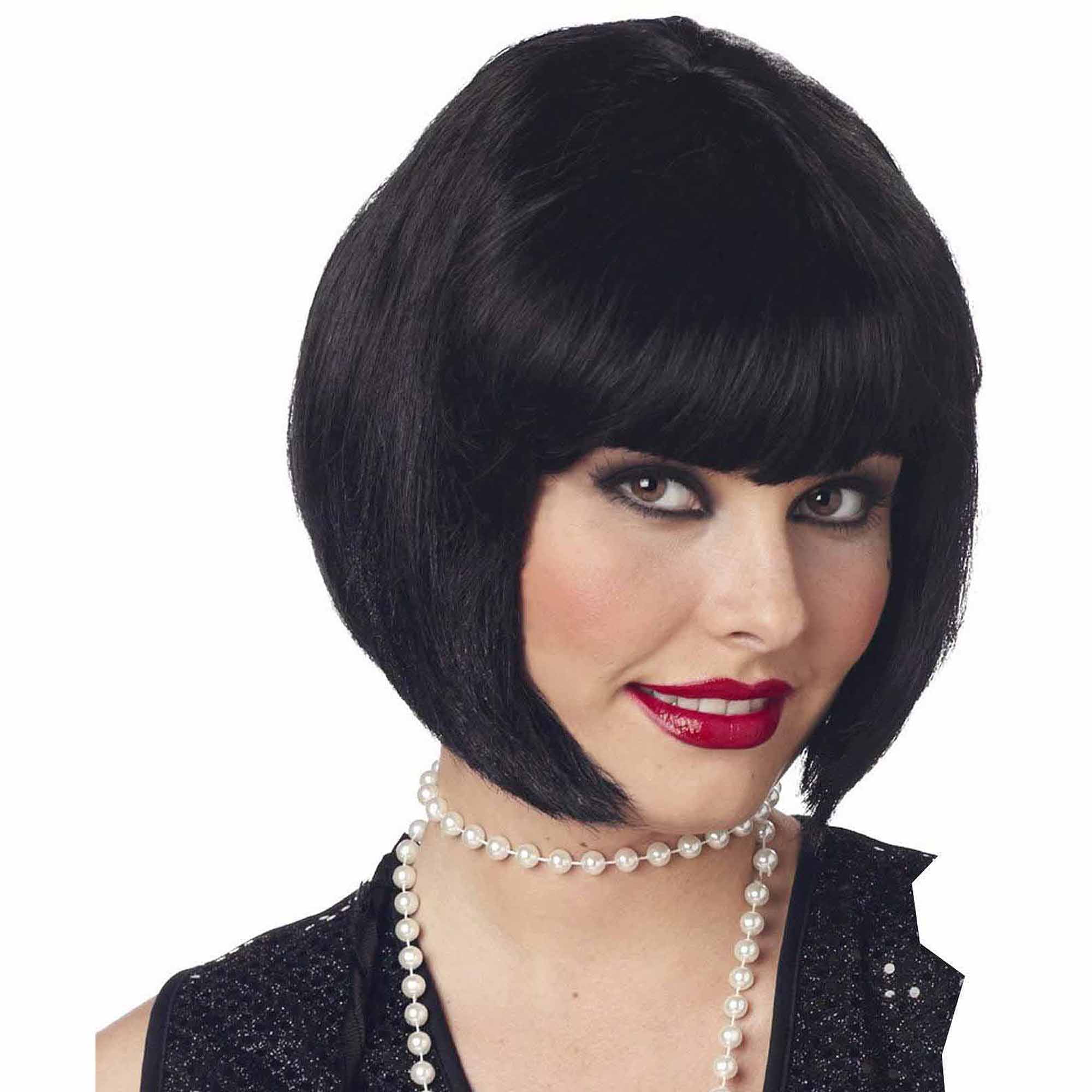 Black Halloween Flapper Costume Wig, for Adult 