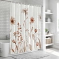 thumbnail image 6 of Brown Red Spring Floral Shower Curtain, Waterproof Shower Curtains for Bathroom, Summer Flowers Botanical Elegant Washable Fabric Bathtub Curtain Set Bath Decor with 12 Hooks Standard 72"x72", 6 of 8