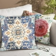 thumbnail image 6 of Ethnic Pattern Blue Boho Pillow Cover 20x20 Inch Southwest Farmhouse Pillow Cover Home Decor Cotton Linen Throw Pillow Case Cushion Cover for Sofa Couch, 6 of 6