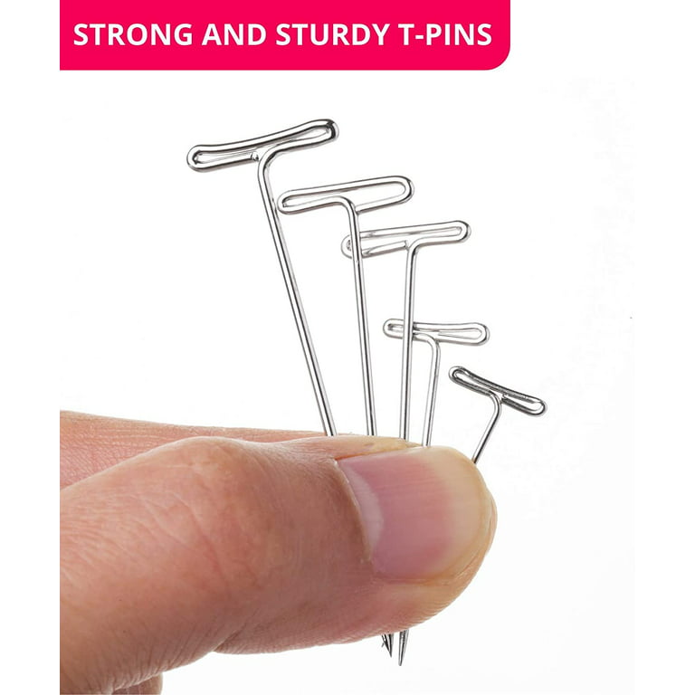 100Pcs 2inch T Pins, 100Pcs 2in Silver Stainless Steel T Pins for Wigs Foam  Head, Long Straight T Pins for Knitting Blocking Sewing Craft Office with