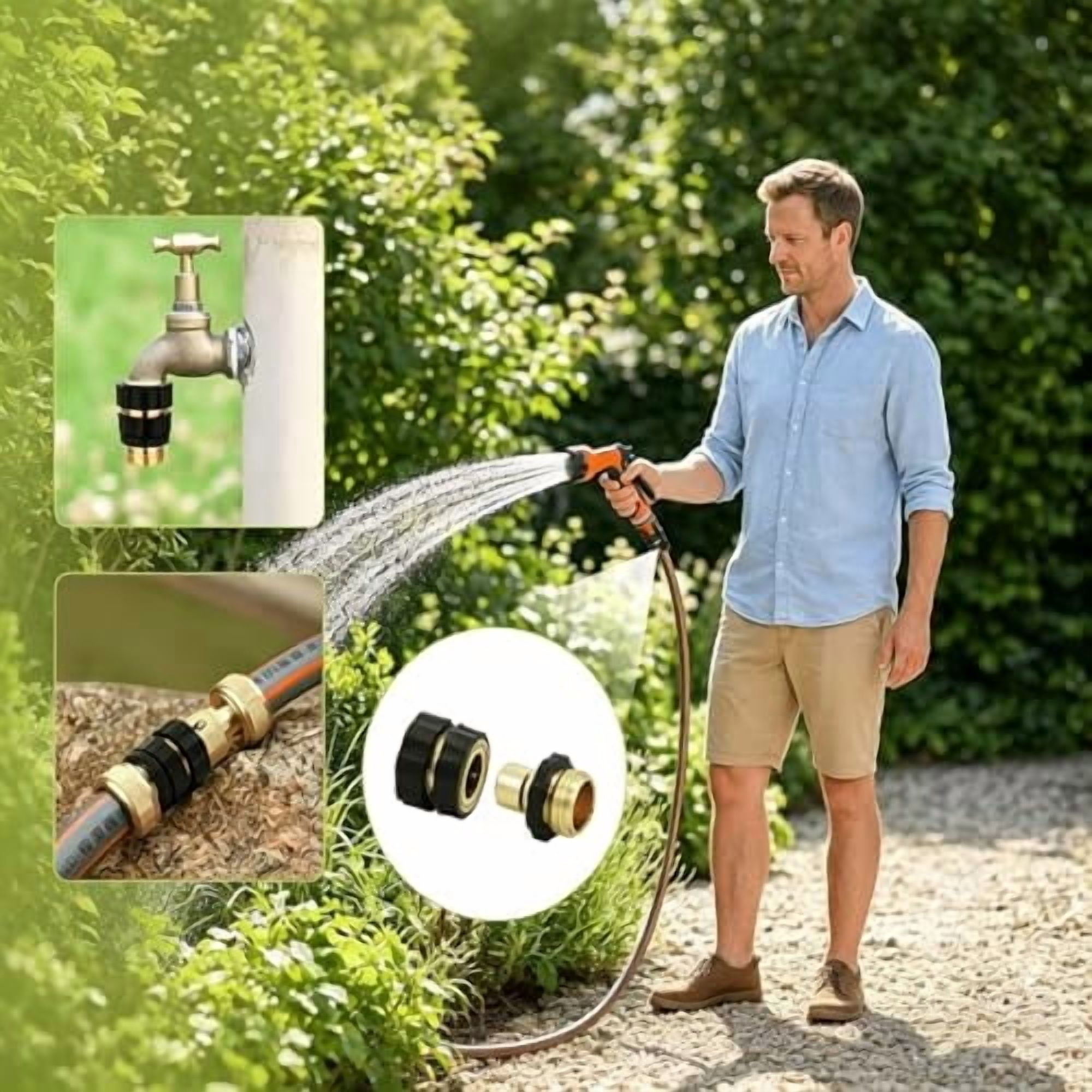 3/4 Inch Garden Hose Quick Connector 4 Sets/Bag, Clamps Male and Female Hose Adapter, Quick Connect Hose Fittings, Garden Hose Connector, Garden Hose Adapter, Universal Fit