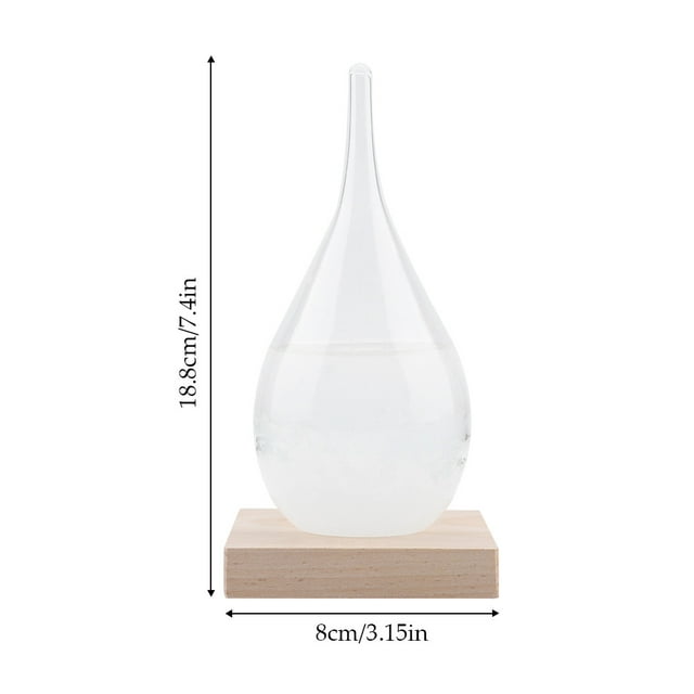 Glass Drop shaped Bottle Desktop Weather Station Predictor with LED Wooden Base M