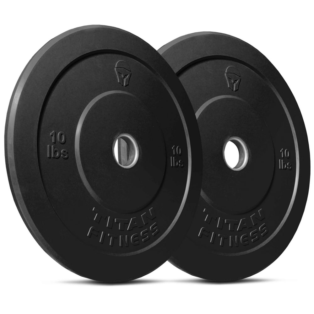 Titan Fitness Pair of 10 lb Olympic Bumper Plate Black Benchpress for