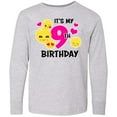 thumbnail image 3 of Inktastic Its My 9th Birthday with Smiling Emoticons Long Sleeve Youth T-Shirt, 3 of 5