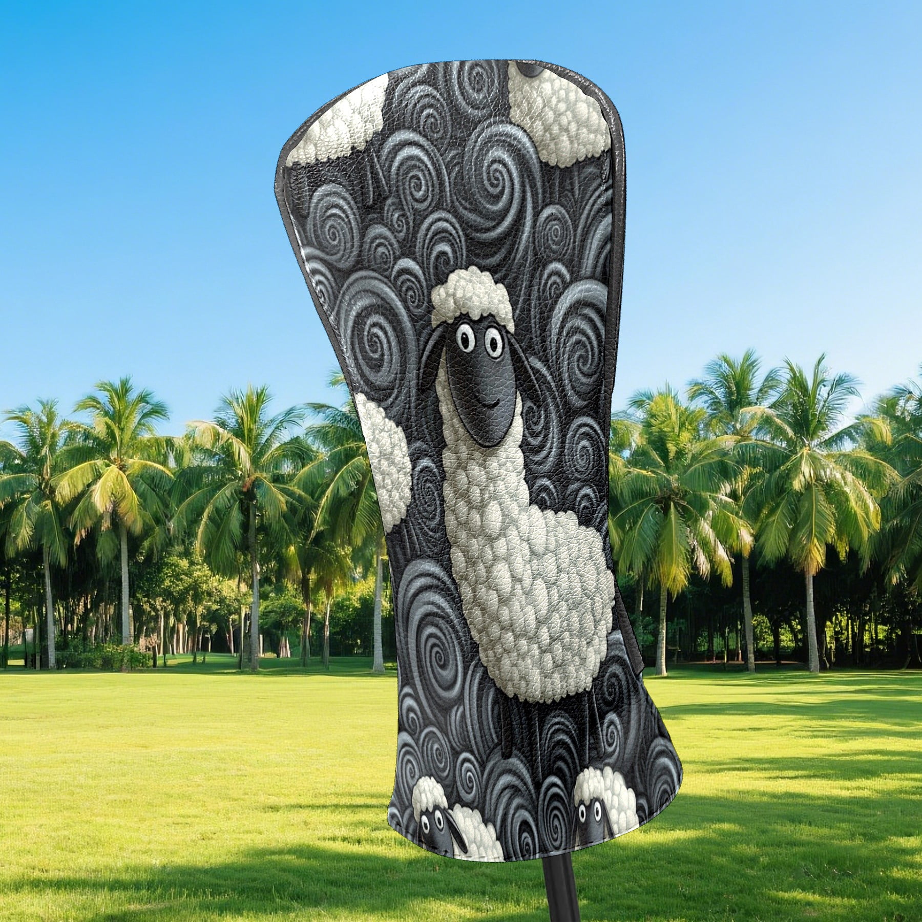 Golf Club Covers PU Leather Waterproof Head Covers for Fairway Woods Hybrids Little Lamb