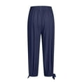 thumbnail image 6 of Leesechin Women Cotton Pants Wide Leg Pants Casual Loose Drawstring Low Waist Beach Palazzo Harem Pants, 6 of 7