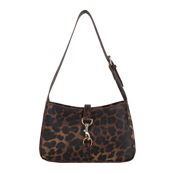 Bolso Retro Axila Casual Mujeres Leopardo Hombro (marrón)