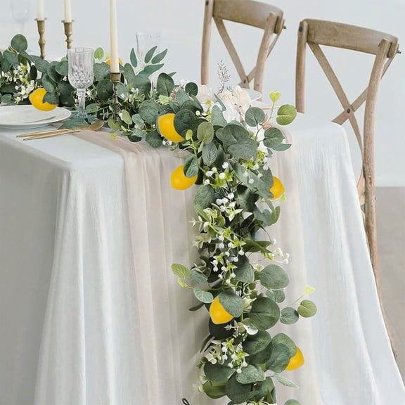 Gqtwoy Artificial Vines Greenery With Lemon Daisies, Faux Hanging Plants, Decorative Foliage for Wall Decor, Indoor Room Atmosphere Setup, Shelf Display, Plastic Leaves and Flowers, Easy Maintenance