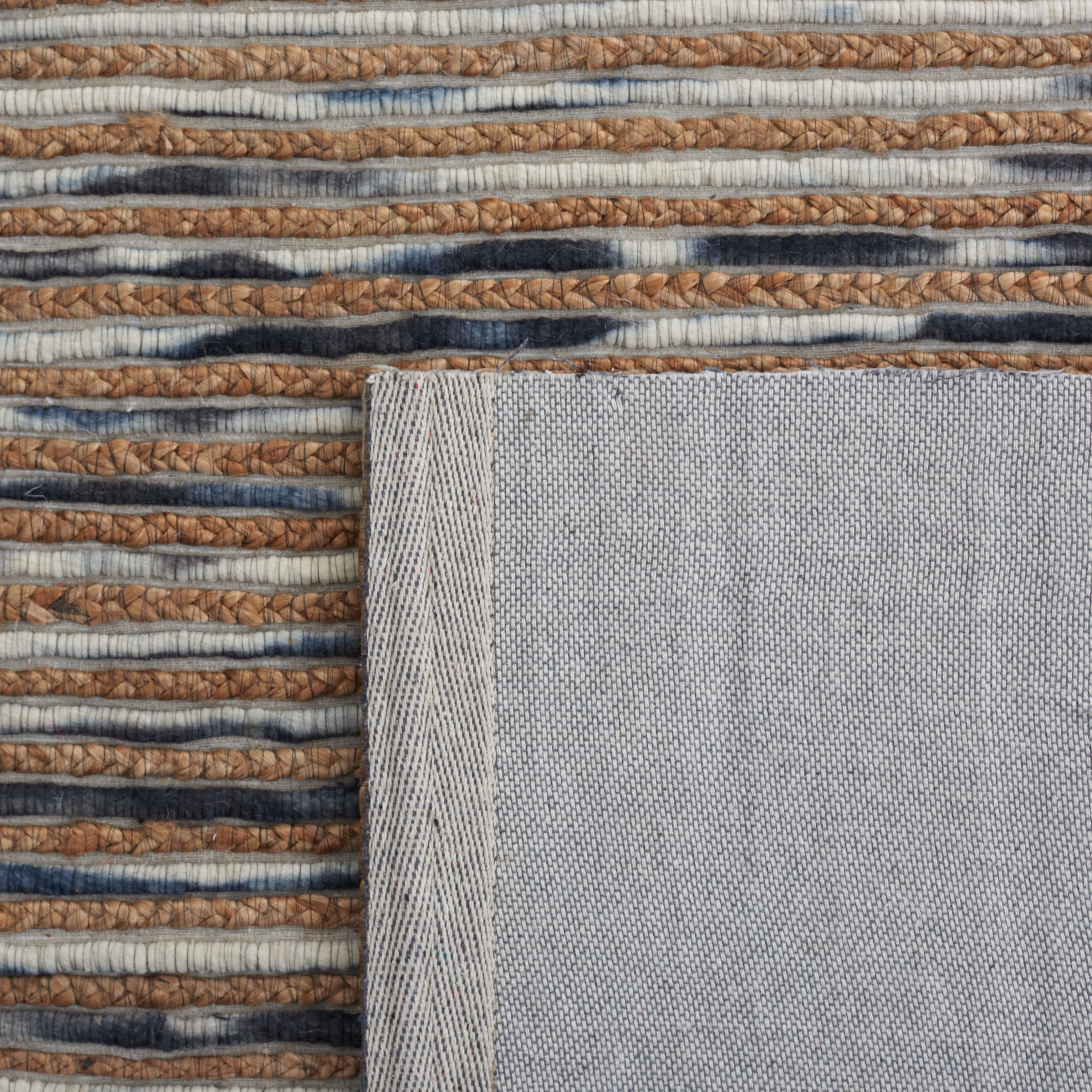 SAFAVIEH Marbella Stanley Striped Area Rug, Natural/Grey, 6' x 6' Square
