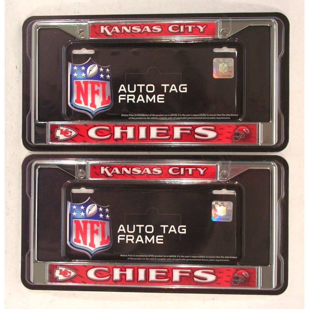 Kansas City KC Chiefs NFL Chrome Metal (2) License Plate Frame Set - Walmart.com - Walmart.com