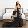 thumbnail image 5 of DouZhe Ultra-Soft Micro Fleece Lightweight Flannel Bed Blanket, Floral Rose Skull Skeleton Print Cozy Warm Throw Blankets, 60"x50", 5 of 7