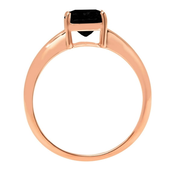 1.5 ct Cushion Cut Natural Onyx Solitaire Engagement Ring for Women in 18K Rose Gold