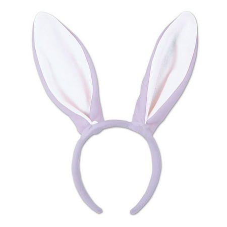 Beistle Pack of 12 Lavender and White Soft-Touch Bunny Ears Headbands Easter Costume Accessories