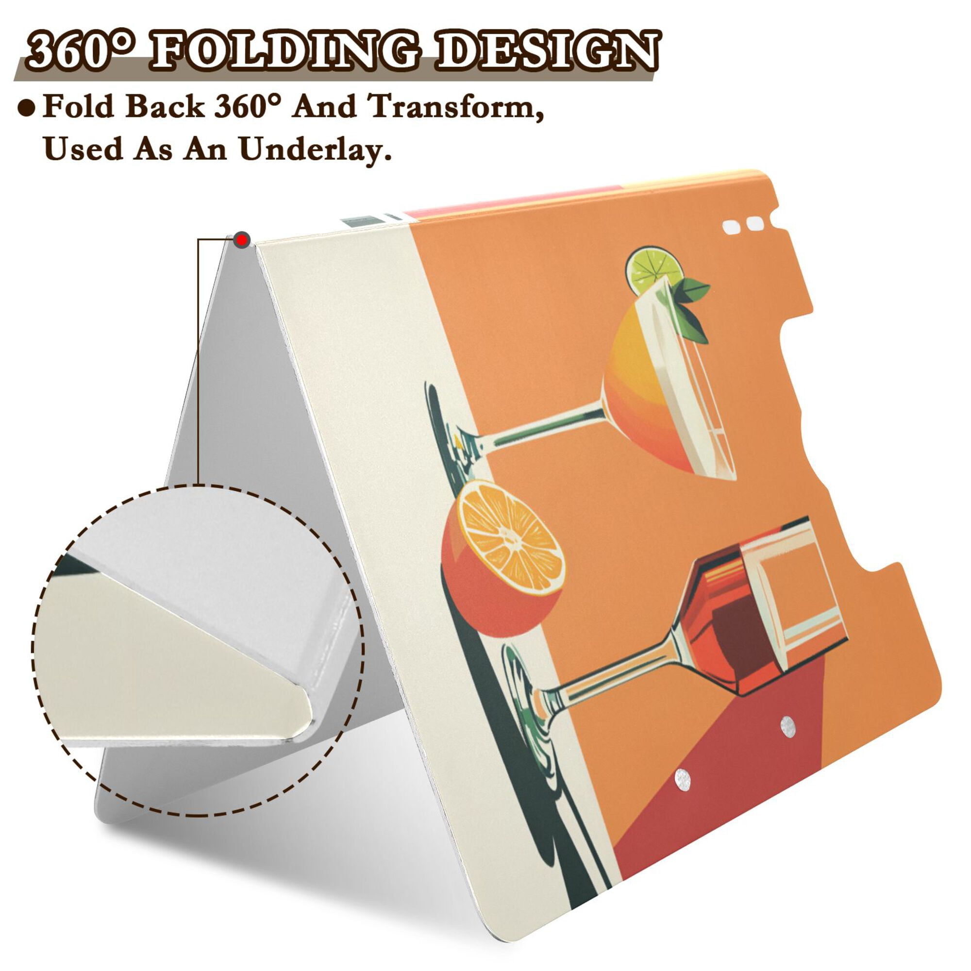 FORMRS A4 Clipboard Folder with Pen Holder Horizontal Foldable School Office Binder, Orange Glasses