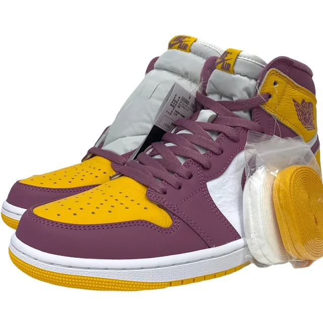 N I-K-E A i r-Jor-dan 1 RETRO HIGH OG Brotherhood A i r-Jor-dan Sneakers Shoes Yellow Pu
