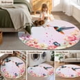 thumbnail image 5 of Round Rugs 3.3 Ft, Pink Flower Non Slip Area Rugs for Kitchen Bedroom Entryway, Spring Floral Elegant Butterflies Birds Farmhouse Washable Carpet Runner Rug Floor Mats for Bedroom Home Decor, 5 of 8