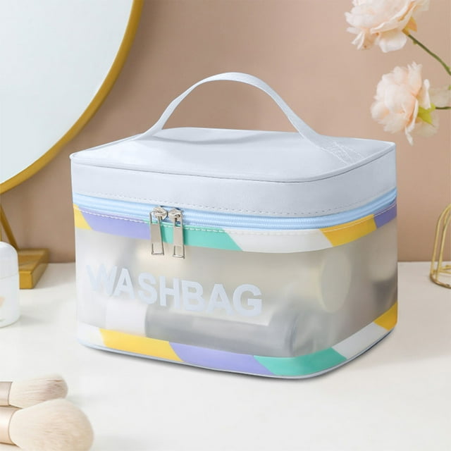 Bolsa de lavado de maquillaje de PVC de gran capacidad para exteriores | Organizador de artículos de tocador portátil a prueba de agua | Almacenamiento de cosméticos de viaje | Multicolor |