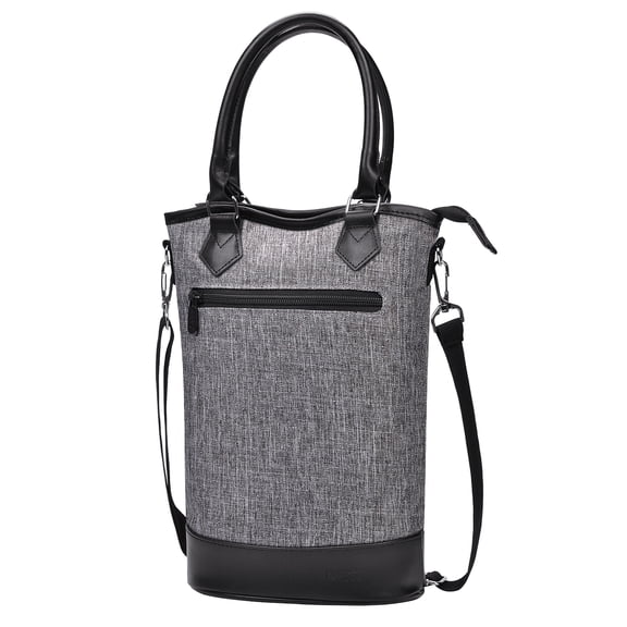 Tirrinia Wine Bag Portable Gift Tote,PU Leather Leakproof Insulated Wine Bottle Carrying Cooler Carrier with Fixed Compartment for Travel,Picnic,Party,Great Gift for Wine Lover,Gray
