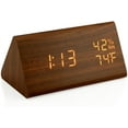 thumbnail image 1 of OCT17 Reloj despertador de madera, reloj de escritorio digital LED de madera, actualizado con temperatura de tiempo, brillo ajustable y control de voz, visualización de humedad - Bambú, 1 of 6