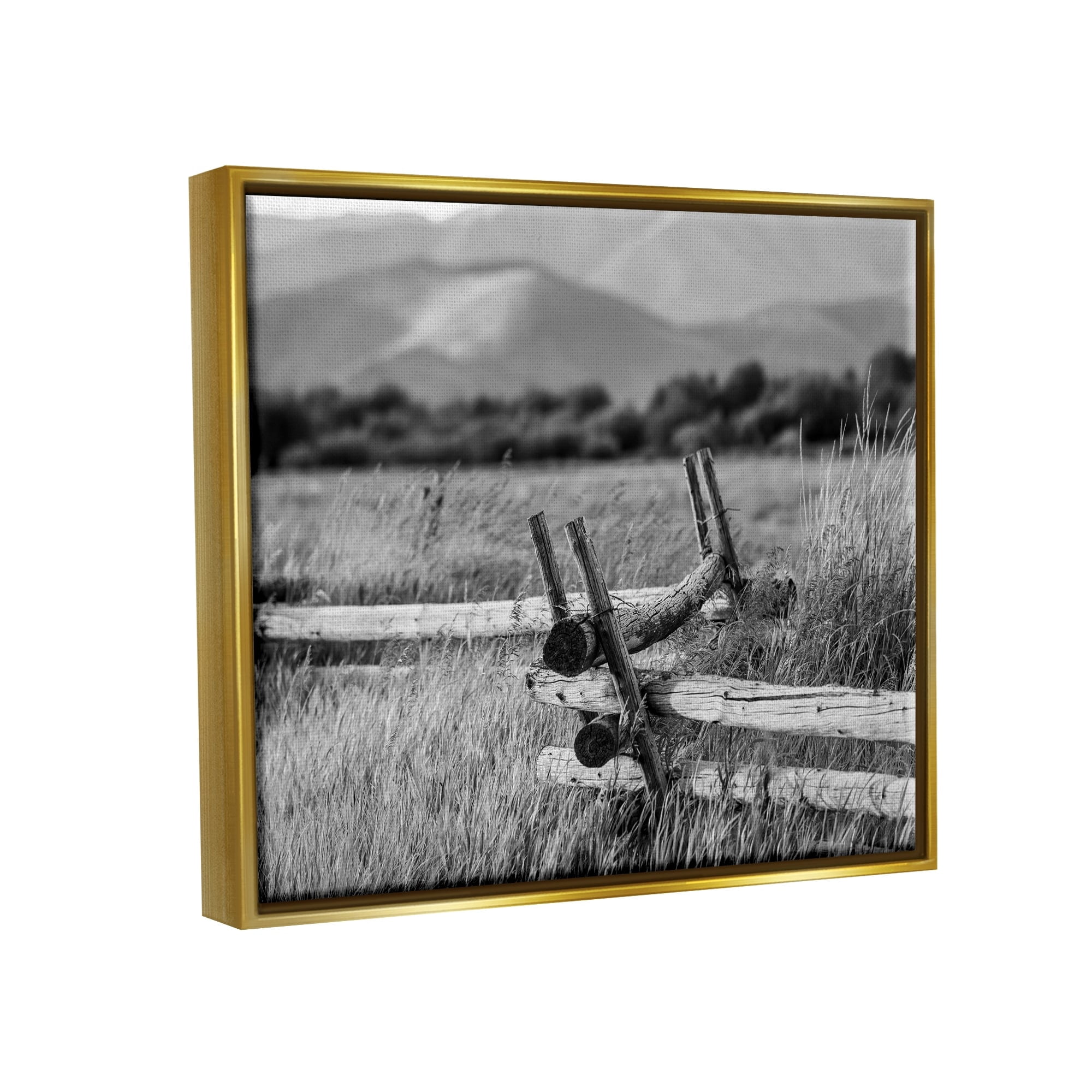 Stupell Industries Countryside Ranch Fence Rural Pasture Grass Photography Photograph Metallic Gold Floating Framed Canvas Print Wall Art, Design by Steve Smith