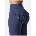thumbnail image 4 of Flare Leggings with Pockets for Women Scrunch Workout Leggings Butt Lifting Gym Yoga Pants Work Pants Navy Blue S, 4 of 5