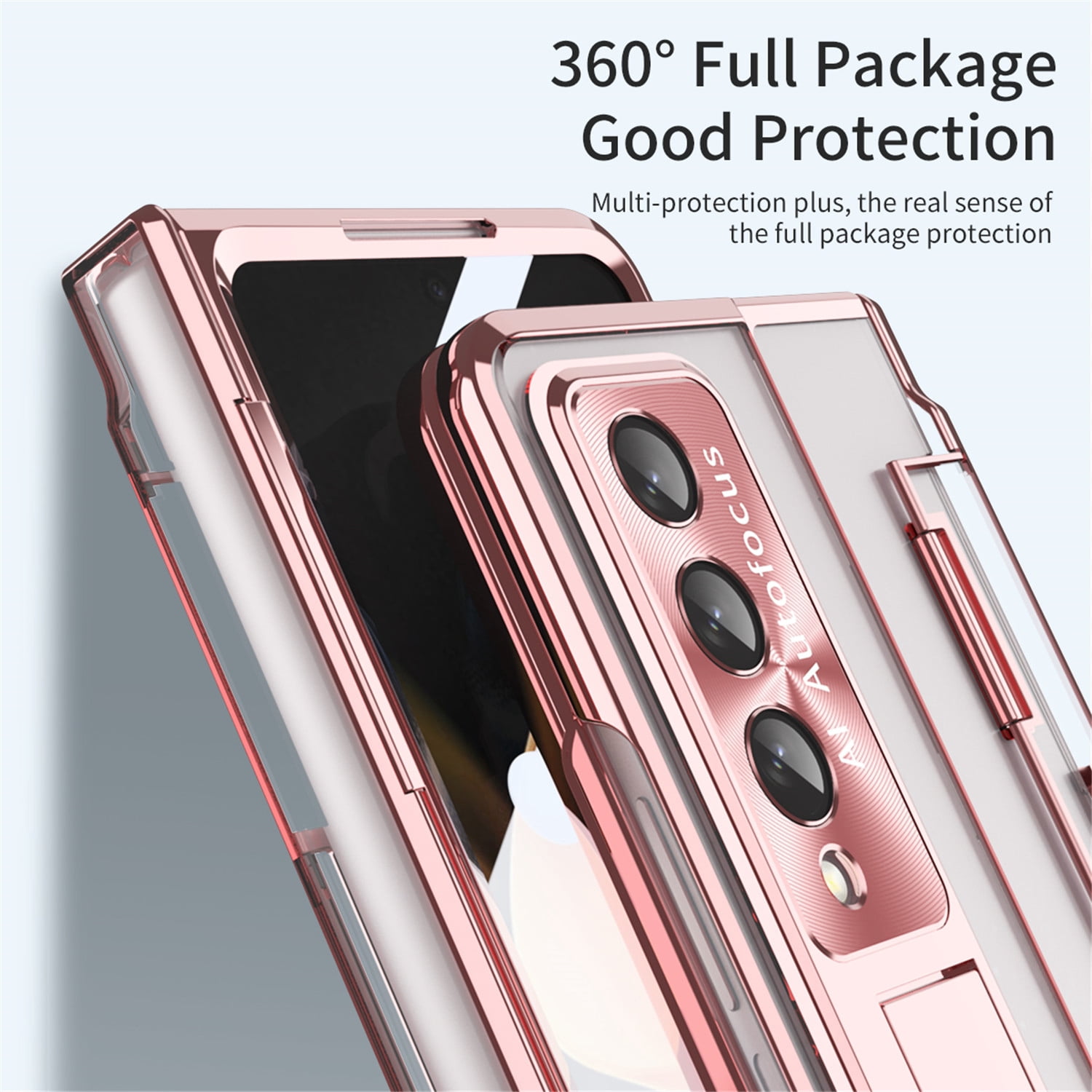 for Samsung Galaxy Z Fold 4 2022 Case, Luxury Plating Shockproof Drop Protection Phone Case for Samsung Galaxy Z Fold 4 5G 7.6 inch, Rosegold