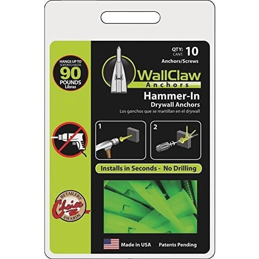 WallClaw Anchors Drywall Anchor Screw-In Pan-Head With Screws - 10 Pack, 1/2 In.