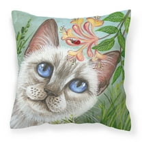 Carolines Treasures JYJ0173PW1414 White Cat Saphire Eyes Canvas Decorative Pillow 14Hx14W multicolor