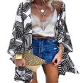 thumbnail image 1 of CHUANK Blouse à Manches Longues Imprimé Boho Grande Taille pour Femmes, Kimono Cardigan Décontracté d'Été, 1 of 2