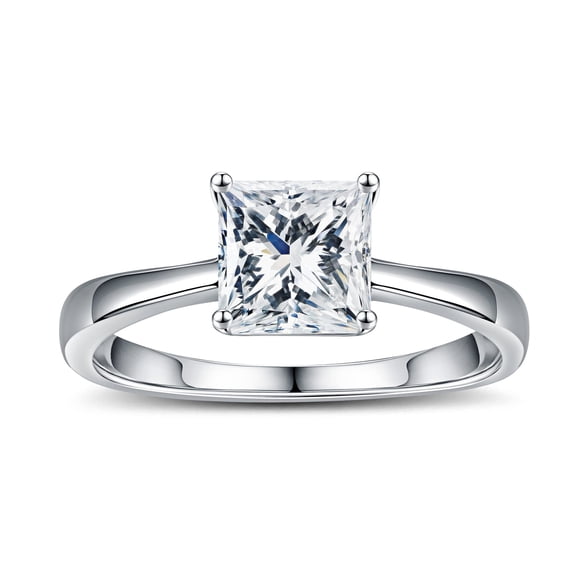 Turandoss 1.5ct Princess Cut Moissanite Rings for Women Moissanite Ring S925 Sterling Silver 4-Prong Moissanite Engagement Ring for Women