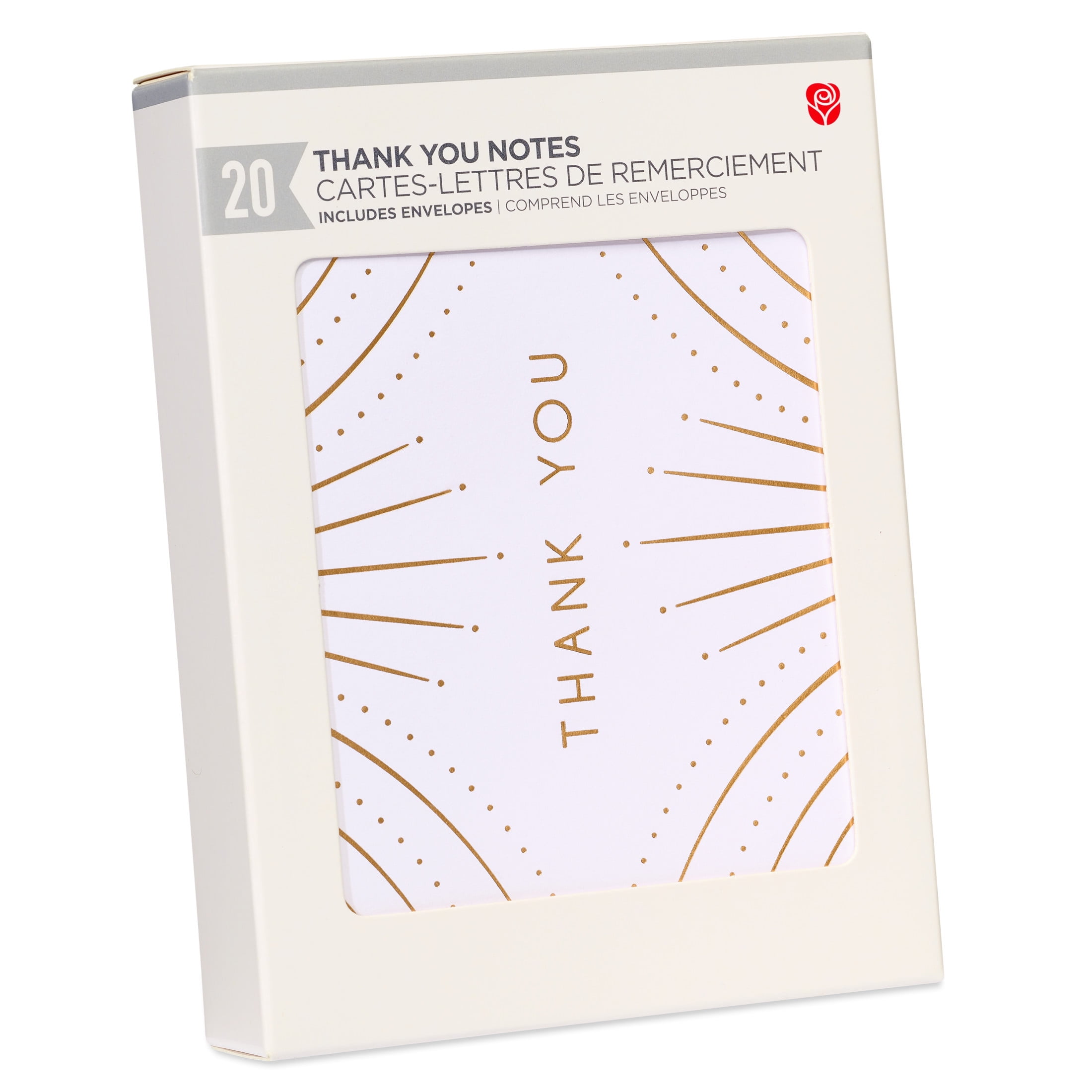 American Greetings Thank You Card Stationery Notes, Gold Deco (20-Count)